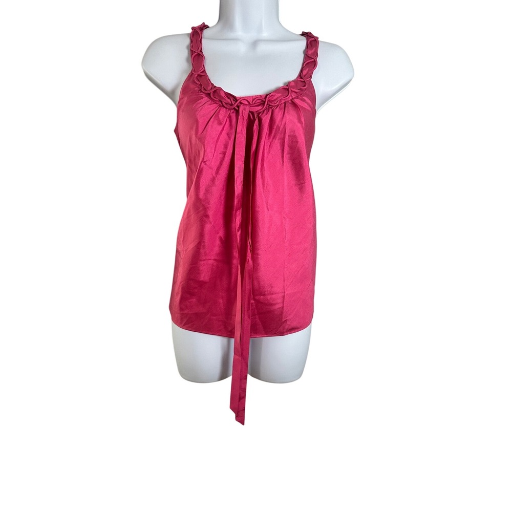 J.Crew Womens Pink 100% Silk Braided Neck Tie Front Sleeveless Blouse Size 6 Y2K